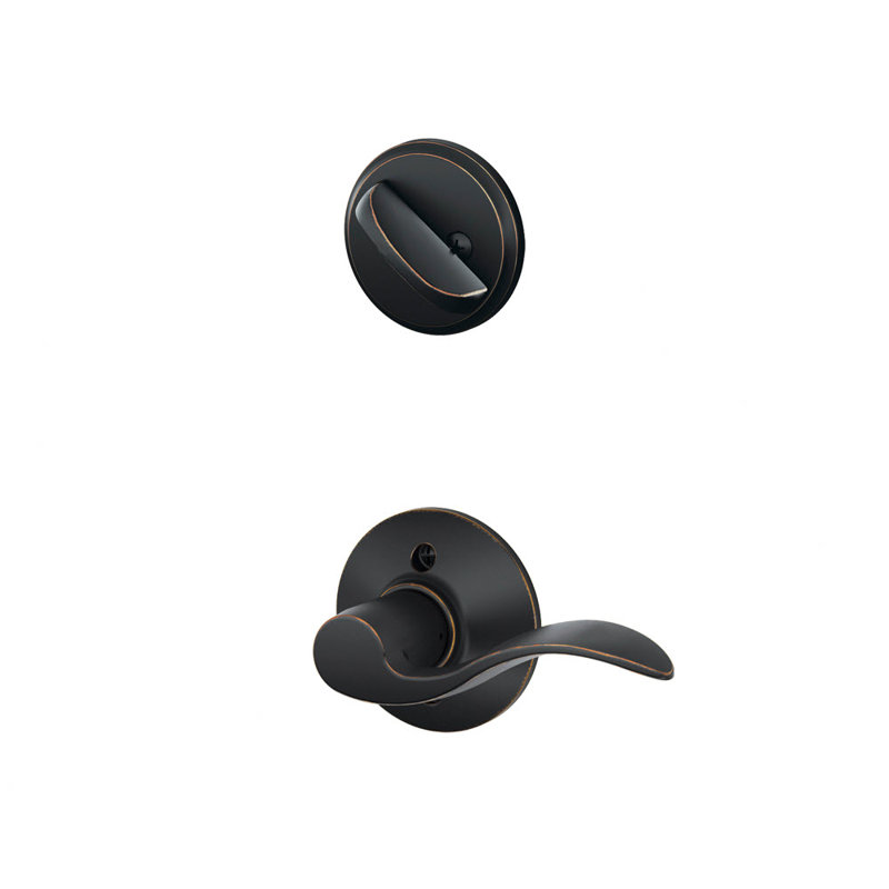 Accent Single Cylinder Interior Lever Set, Right, Yes, Aged Bronze