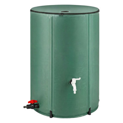 Baril de pluie pliable de 100 gallons (380 l) avec robinet et robinet de débordement, réservoir de stockage d'eau portable en PVC 500d pour arrosage de jardin, système de collecte d'eau extérieur