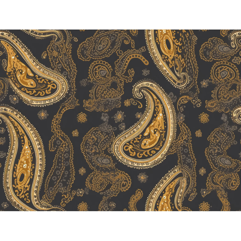 Polyester Comforter, Twin Extra Long Comforter, Gold/Gray Paisley