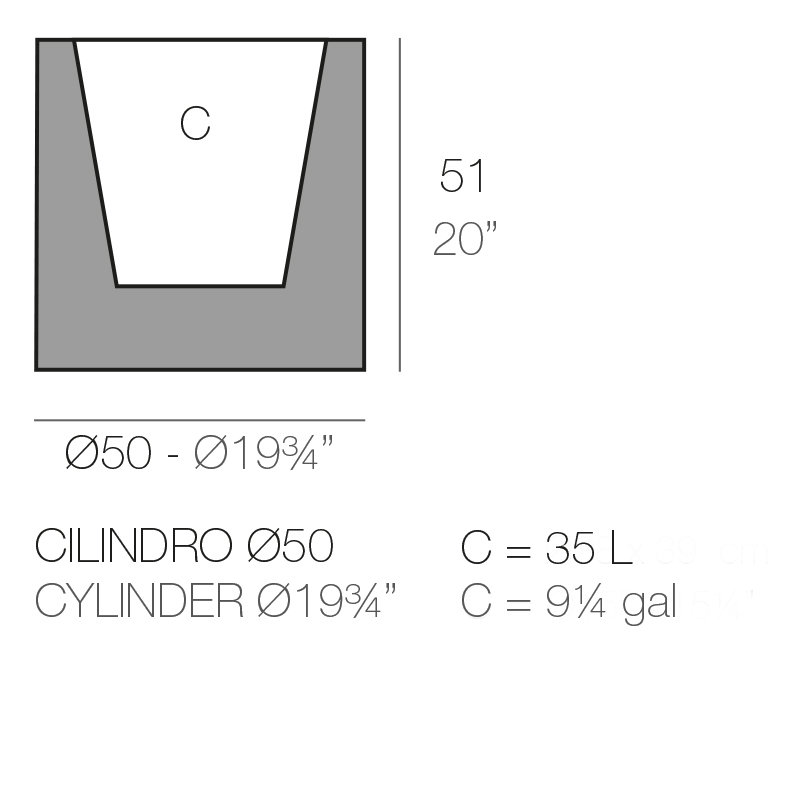 Pot à fleurs en résine Cilindro, H 19,75 po x l 19,75 po x P 19,75 po