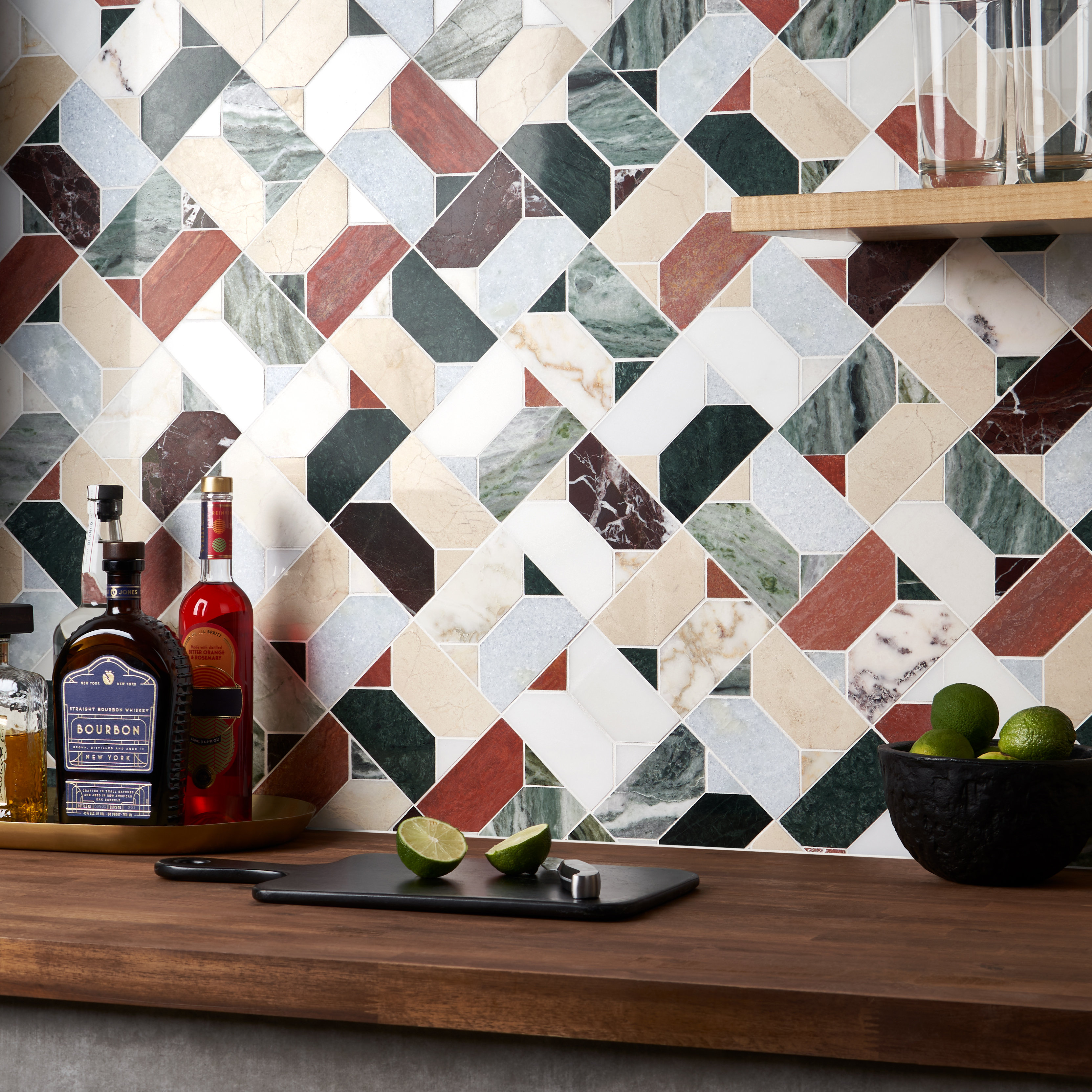 Bond Tile Pledge 12.83 In. X 12.83 In. Polished Marble Luxury Mosaic ...