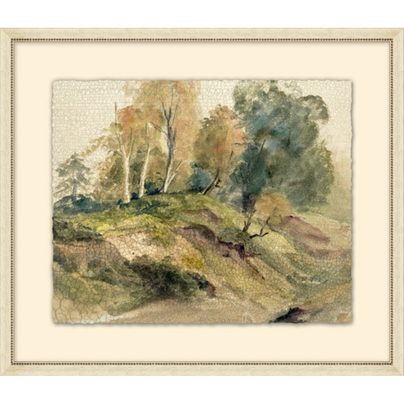 Crackled Country Landscape 5 - Peinture encadrée sur papier