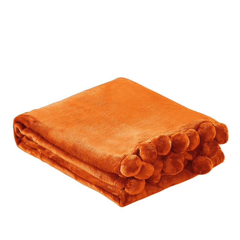  Couverture en molleton flanelle, L 60 po x L 80 po, Orange brûlé