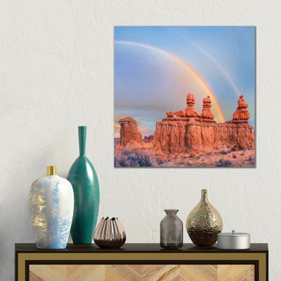 Rainbow Over Rock Formation Called The Three Judges, Goblin Valley State Park, Utah by Tim Fitzharris - No Frame Gallery-Wrapped Canvas Giclée on Canvas