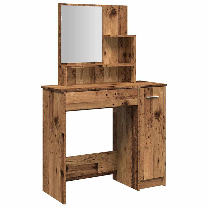 Jimella Dressing Table with Mirror, Old Wood