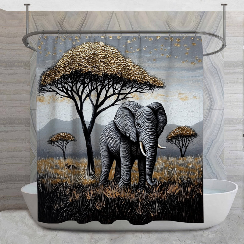 Rideau de douche Elephant Safari, H 73 po x l 70 po