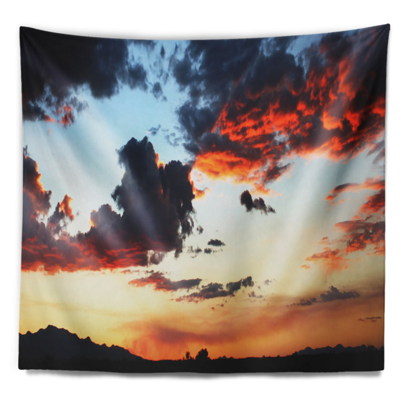 Tapisserie panoramique paysage marin avec nuages, H 50 po x l 60 po