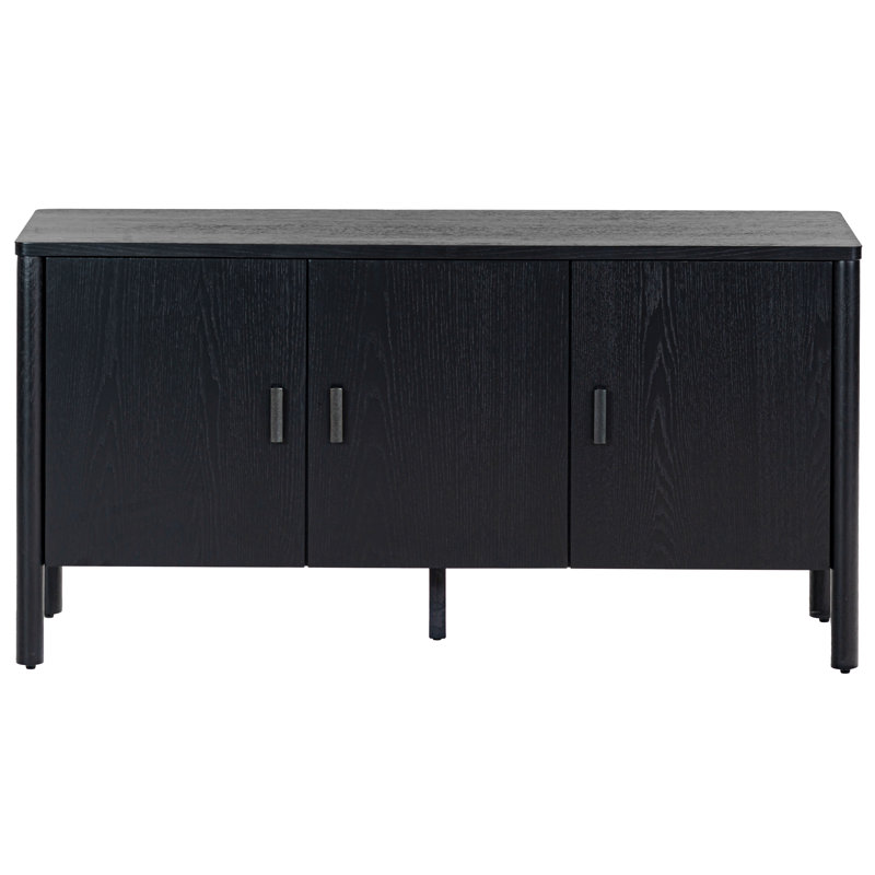 Kaplan Wood 3-Door Sideboard, Black