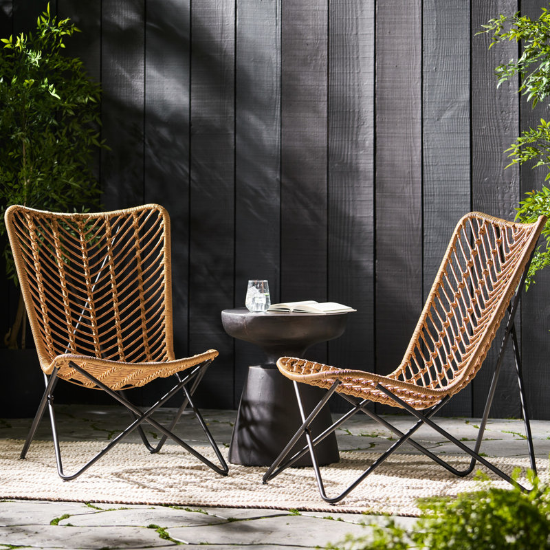 Outdoor Brown Chairs - Patio Chair With Style 2 Curved Seating, Light Brown