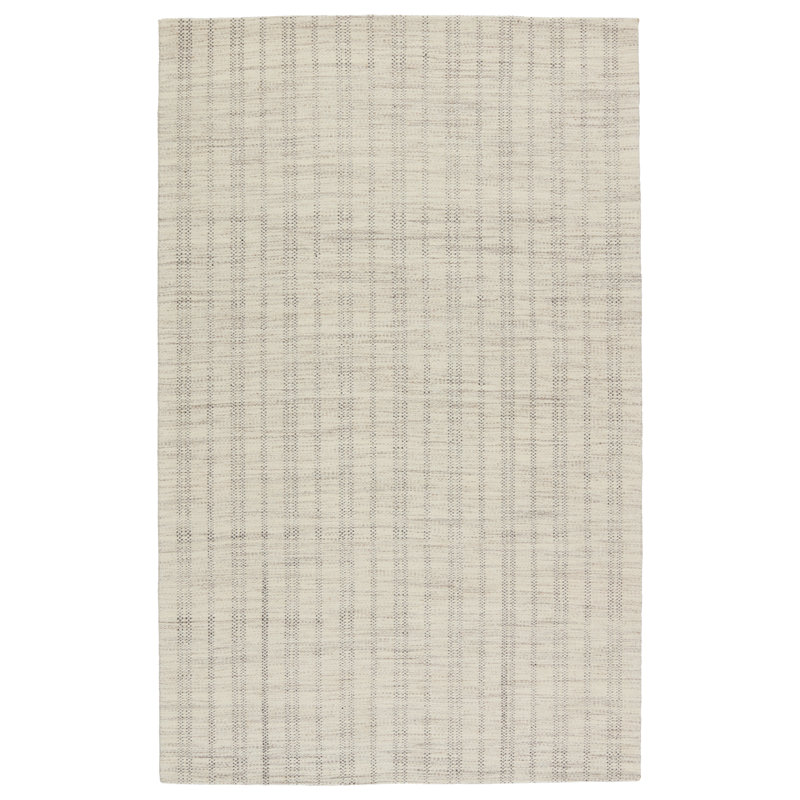 Tapis rayé fabriqué à la main Ginevra , Rectangulaire : 12 pi x 15 pi, Crème/noir