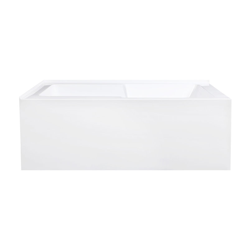 Baignoire d'angle en alcôve rectangulaire rectangulaire en acrylique 60 po avec tablier de coin et trou pour drain à main Kingston Eden