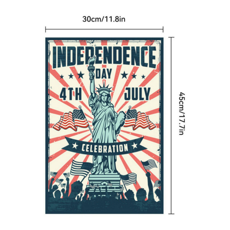 Drapeau de la fête de l'Independance drapeau de jardin en polyester imprimé double face 12 po x 18 po (mât et mât non inclus), A12