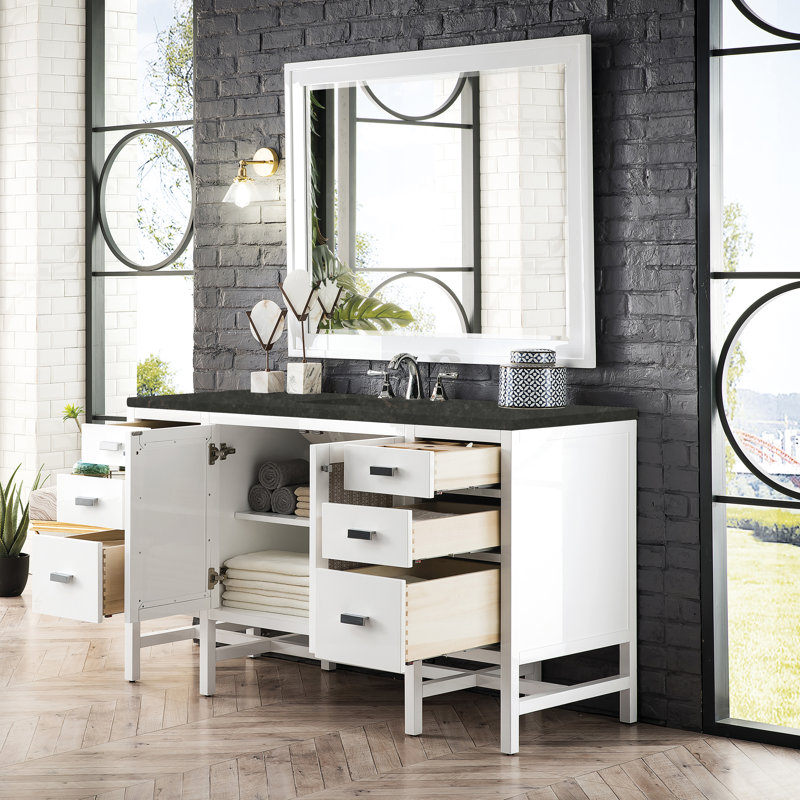 Addison 60'' W Single Vanity, Glossy White, Phantome Eclos, 8" Widespread