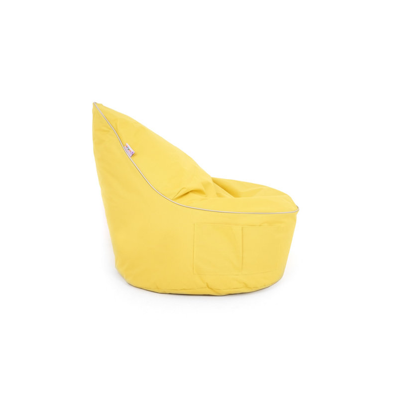 Fauteuil à billes jaune de qualité supérieure, 31,5 po x 29,5 po x 11,8 po | 100% polyester avec tissu imperméable | Rempli de mousse de billes de styromousse recyclée, housse zippée amovible | Parfait pour le salon, la salle de jeux et la détente