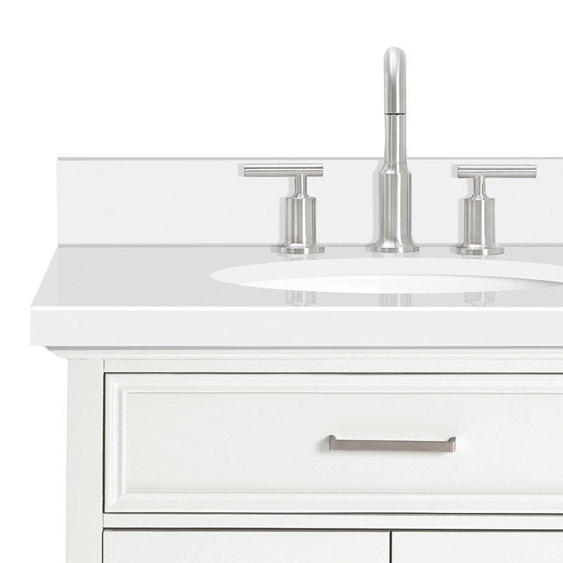 Kensington 43'' W Single Vanity, White, 36.25", White Carrara Quartz