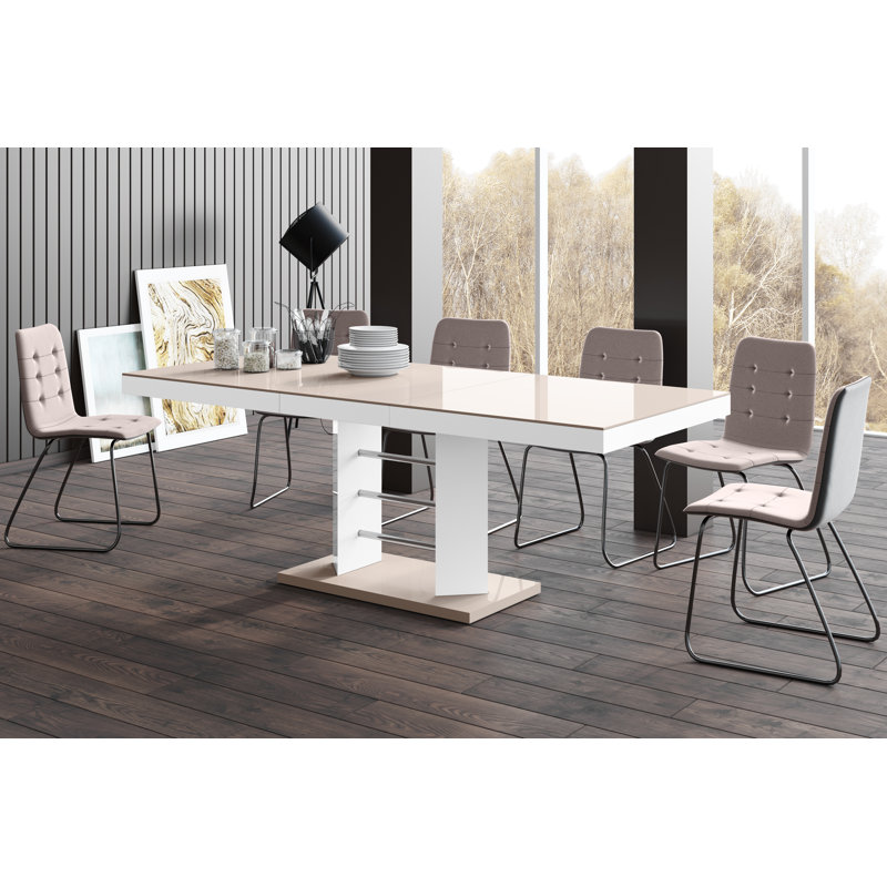 Micajah Extendable Dining Table, High Gloss Cappuccino