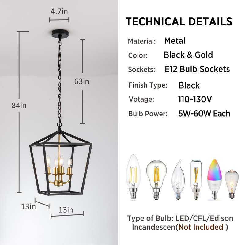 Luminaire suspendu géométrique à 4 lumières Lauire