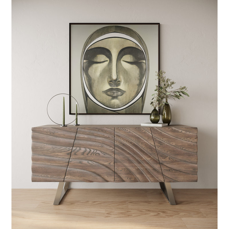 Buffet Alaia, Bois de frêne gris / acier argent