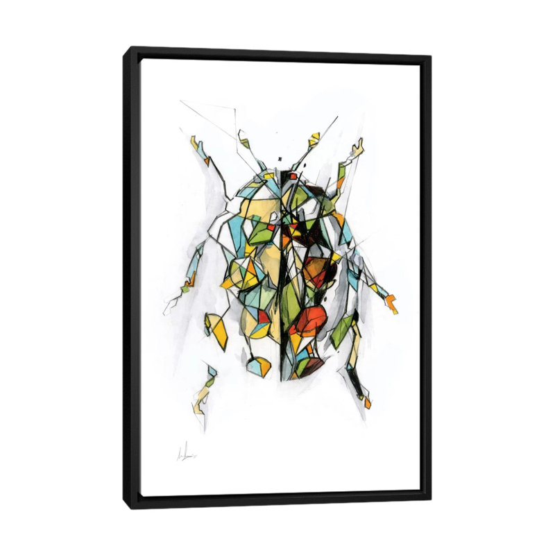 « ladybird », impression sur toile tendue, H 26 po x l 18 po x P 1,5 po, Toile encadrée noire, Pas de tapis