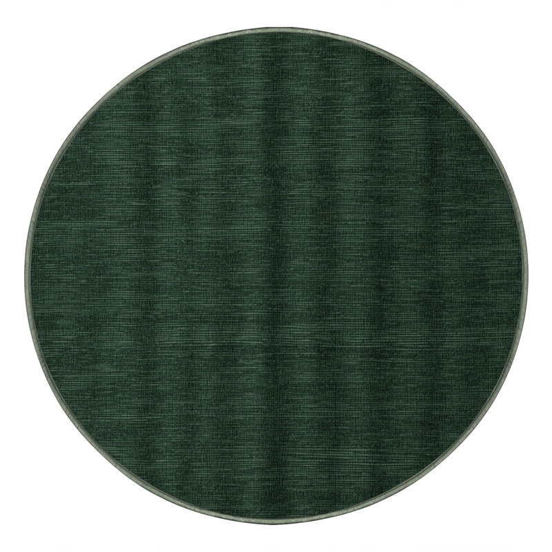 Machine Washable Solid Green Area Rug, Round 7'