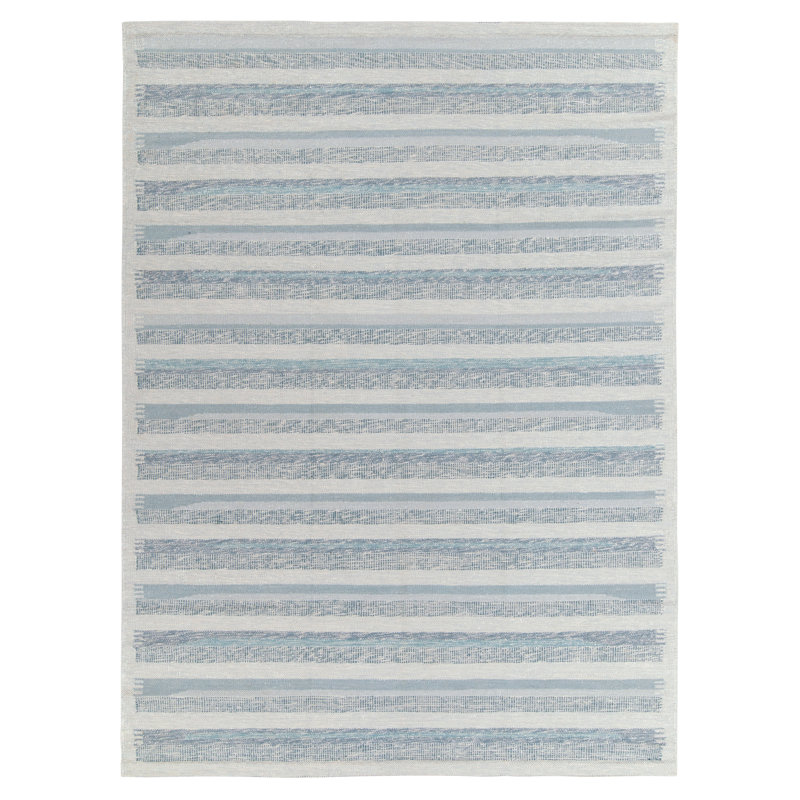 Scandinavian Silk Geometric Area Rug, Rectangle 8' x 10'