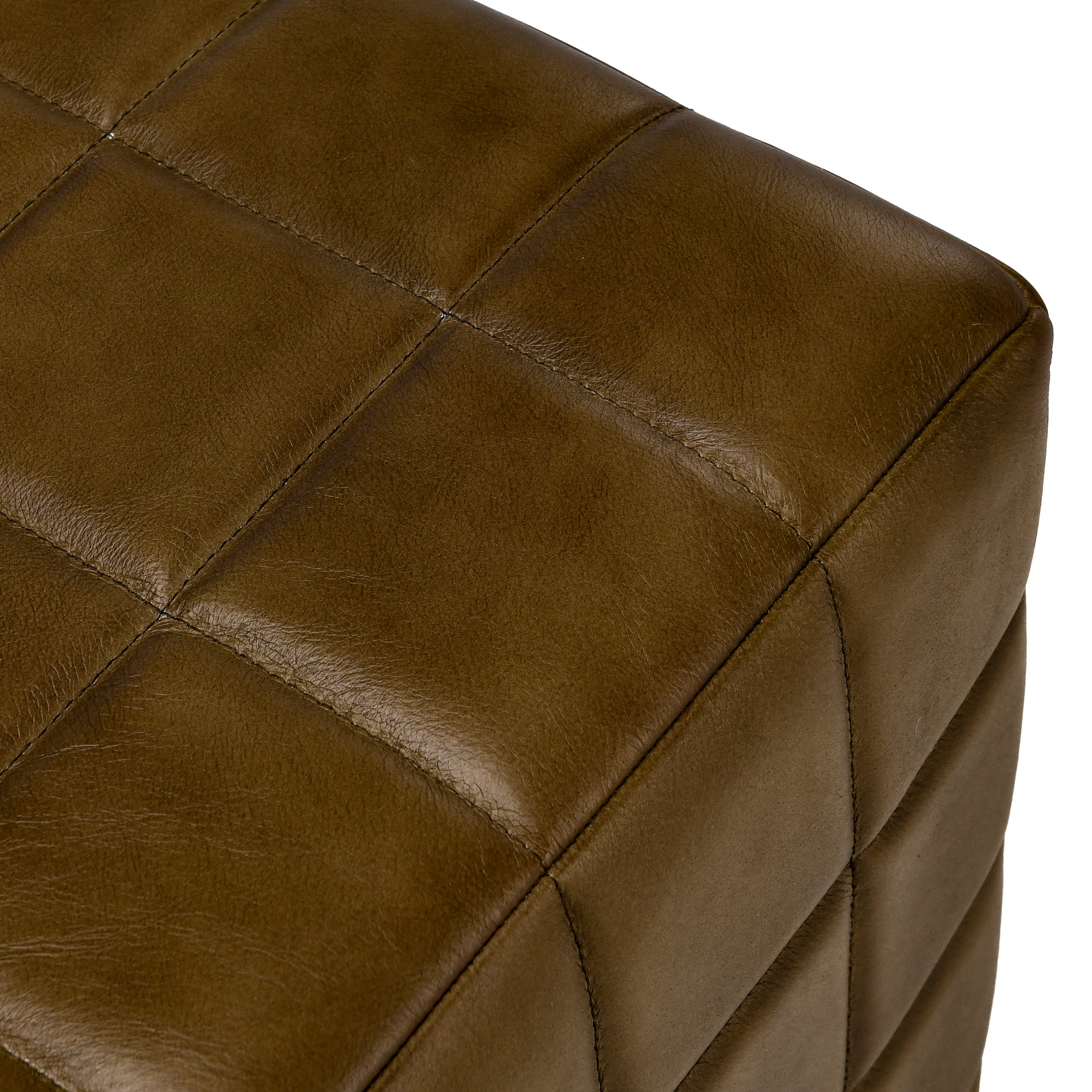 Giana Leather Ottoman, Camel