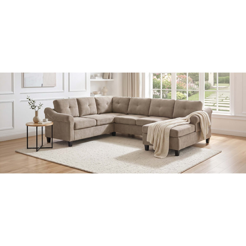 Canapé modulaire en U en chenille de 106,3 po de large canapé modulaire en U pour salon, Brown