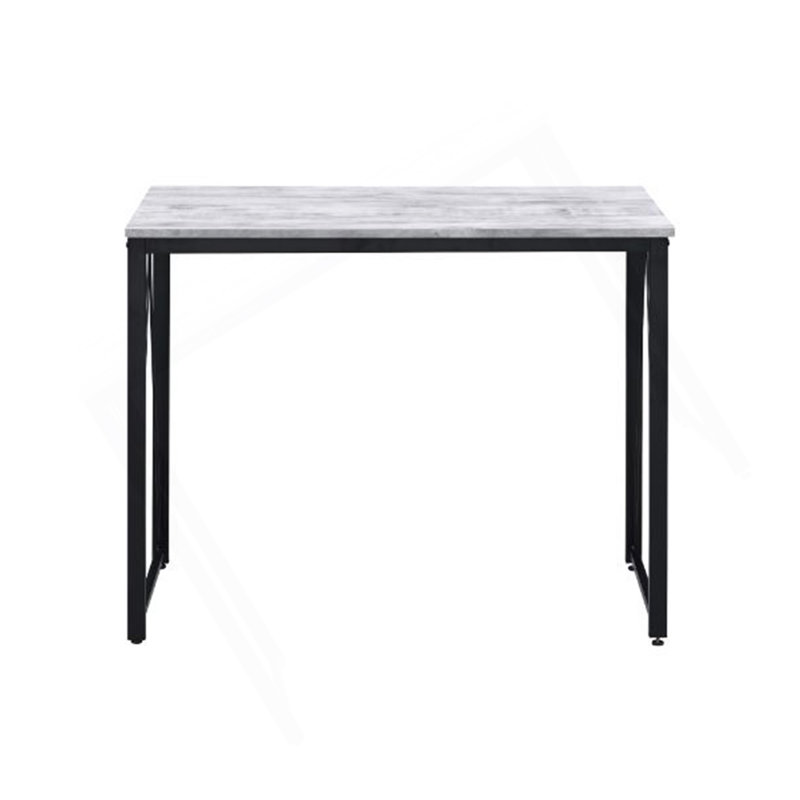 Bureau d'écriture rectangulaire avec base en métal, H 28 po x l 35 po x P 18 po, Blanc antique / noir