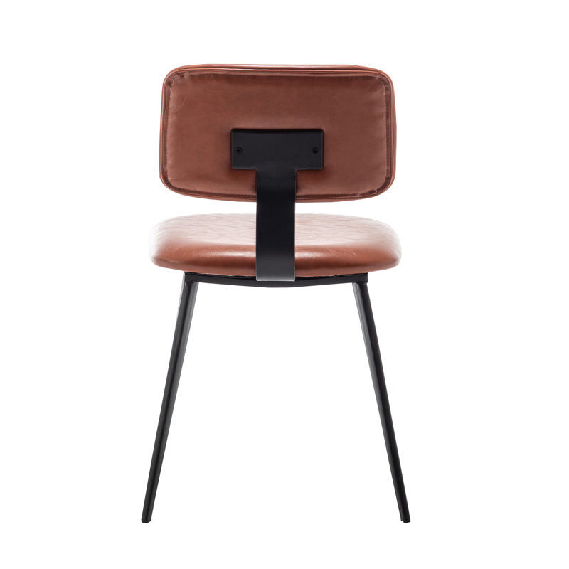 Chaise de salle à manger en similicuir avec pieds en acier, Brun