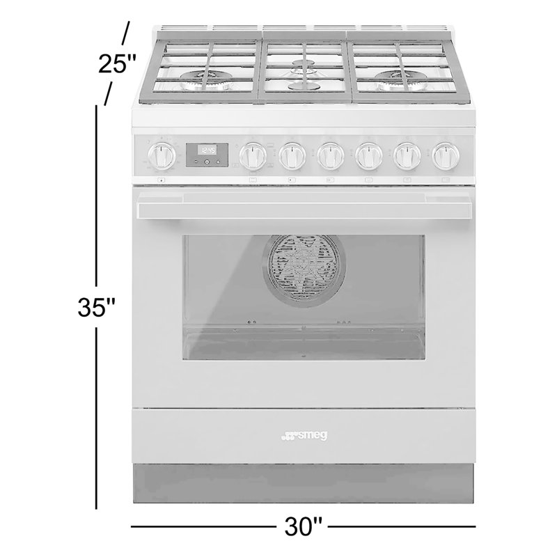 SMEG Cuisinière à gaz autoportante 30 po 3,6 pi³ Portofino, Rouge