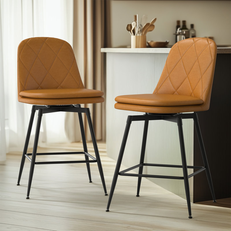 Tabouret de bar pivotant Pu - brun