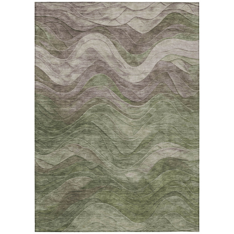 Tapis intérieur lavable abstrait vert 8 pi x 10 pi