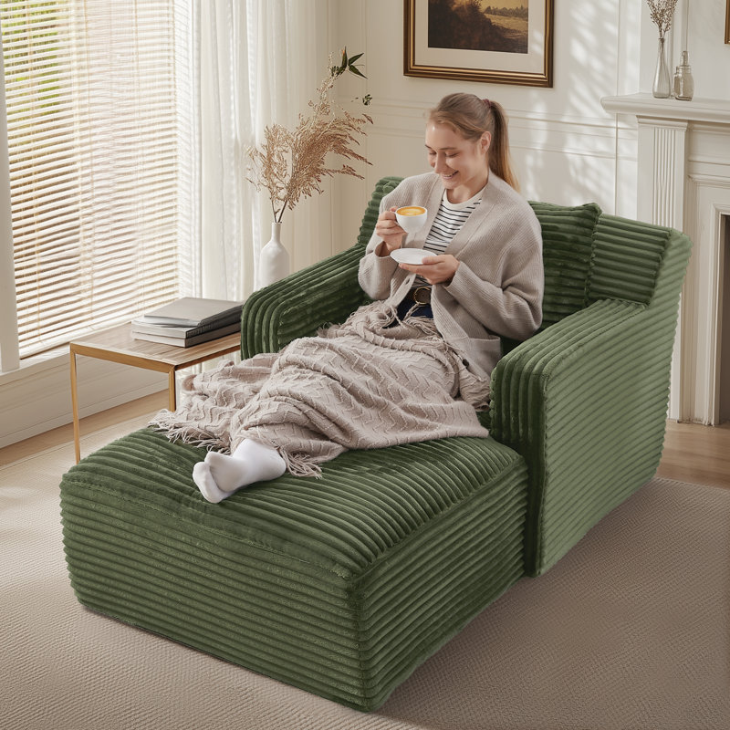 Canapé inclinable 65,4 po Corduroy, Vert