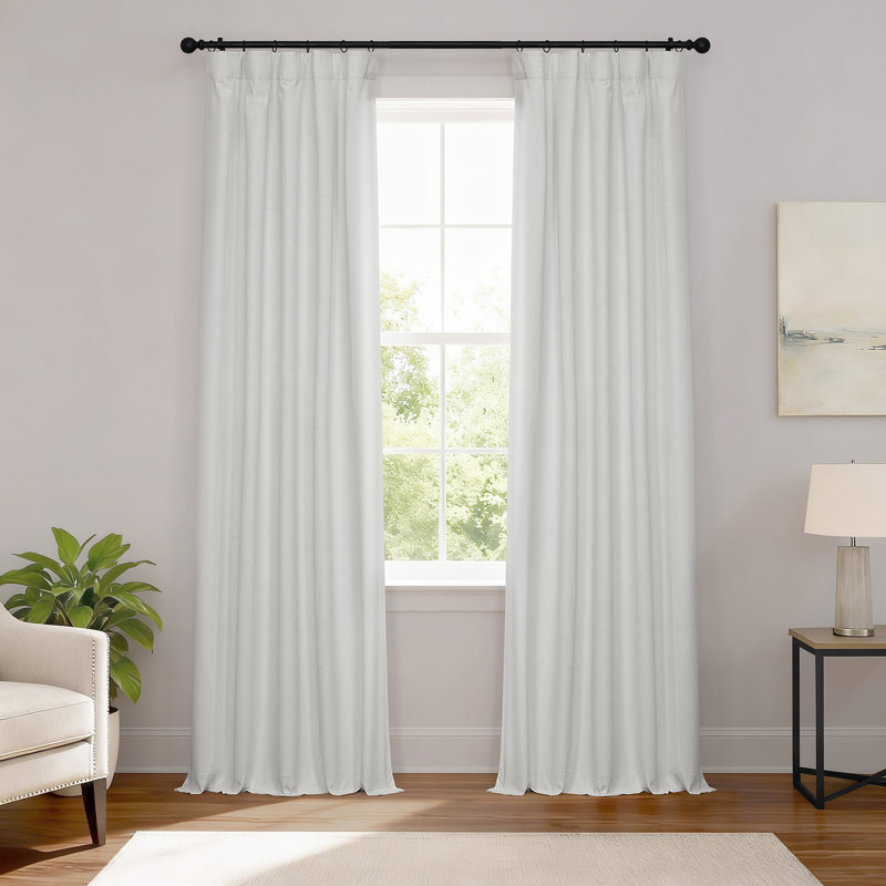 Performance Linen Hotel Blackout Indoor Single Cur Blackout Curtain Single Panel, Off White, 50" W x 84" L
