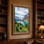 «Turquoise Lake and Pine Trees with Mountain Waterfall», art mural-770582169