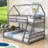 Godana Twin over Full House Bunk Bed with Built-in Ladder-2039014792