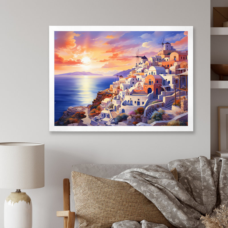" Greece Oia Splendour II ", Cadre simple blanc, H 34 po x l 44 po