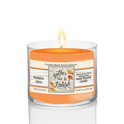 Délice des récoltes VI sur fond blanc, bougie de cire de soya de 272 g (9,6 oz) en pot de verre
