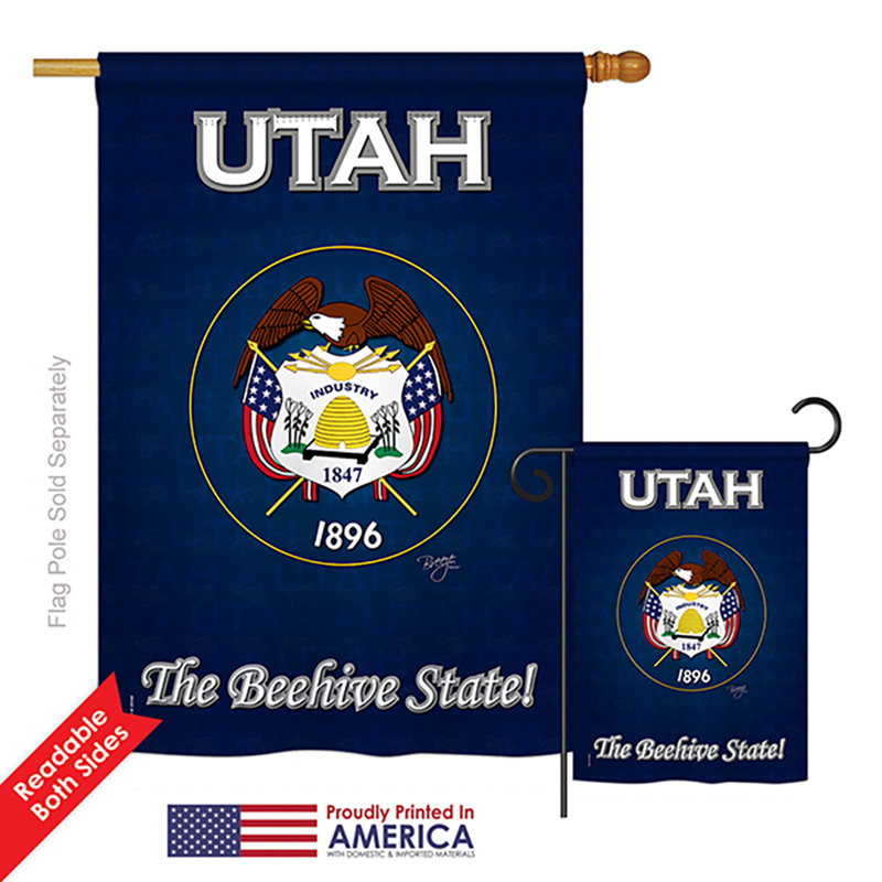 Ensemble de 2 drapeaux en polyester vertical 2 côtés american statements, Utah