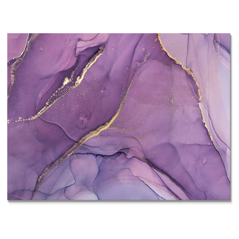 Mauve liquide vagues II - peinture sur toile, H 30 po x l 40 po x P 1,5 po, Toile tendue