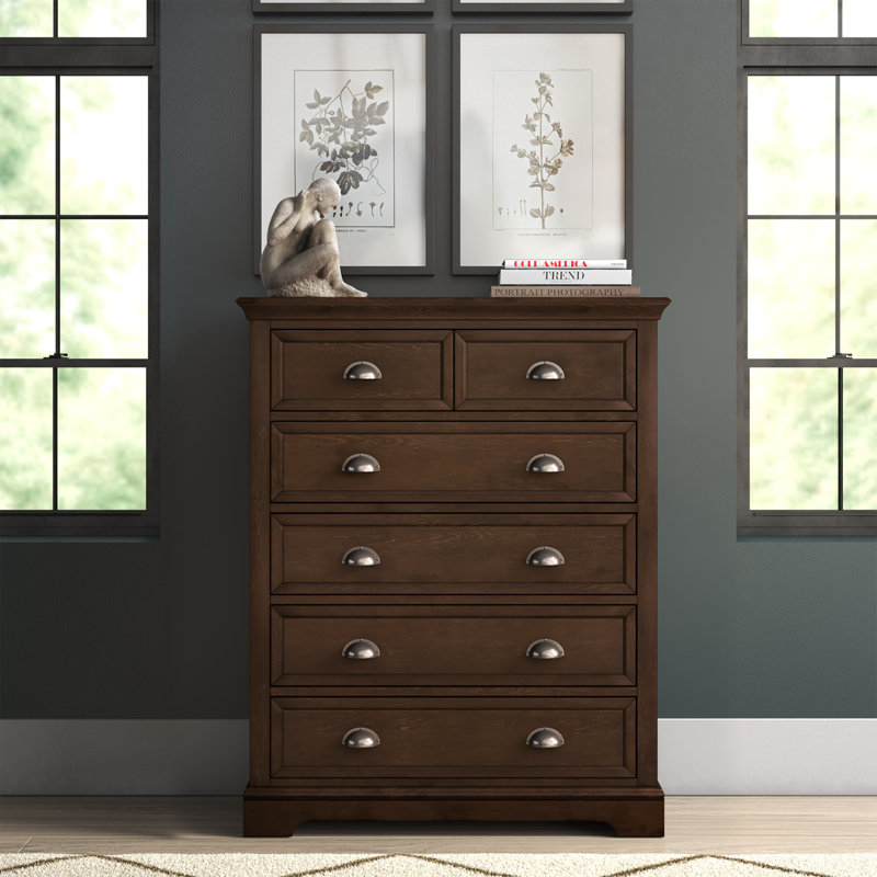 Huey 41.75'' W 6 - Drawer Dresser, Hazelnut