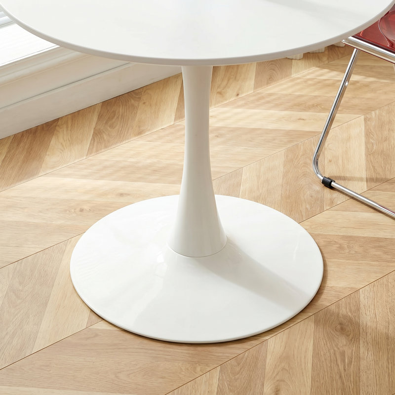 Ensemble de salle à manger 3 pièces avec chaises en porte-à-faux en similicuir, Blanc, Blanc blanc, Blanc