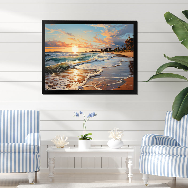 Alikai Beach Sandy Serenade I - impression, Cadre simple noir, H 12 po x l 20 po x P 1 po