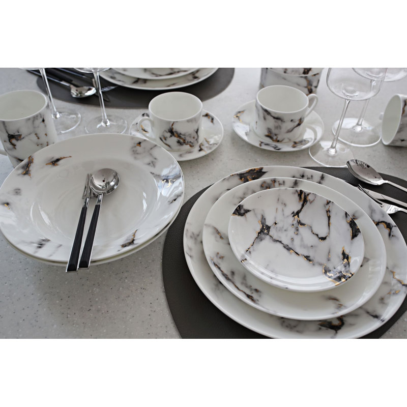 Marble Venice Fog Bone China Salad/Dessert Plate