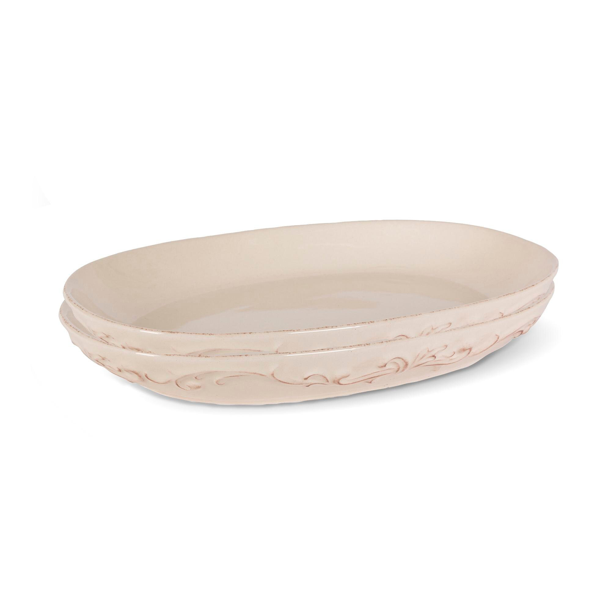 Park Hill Collection Acanthus Stoneware Oval Serving Platters, Set Of 2 | Perigold