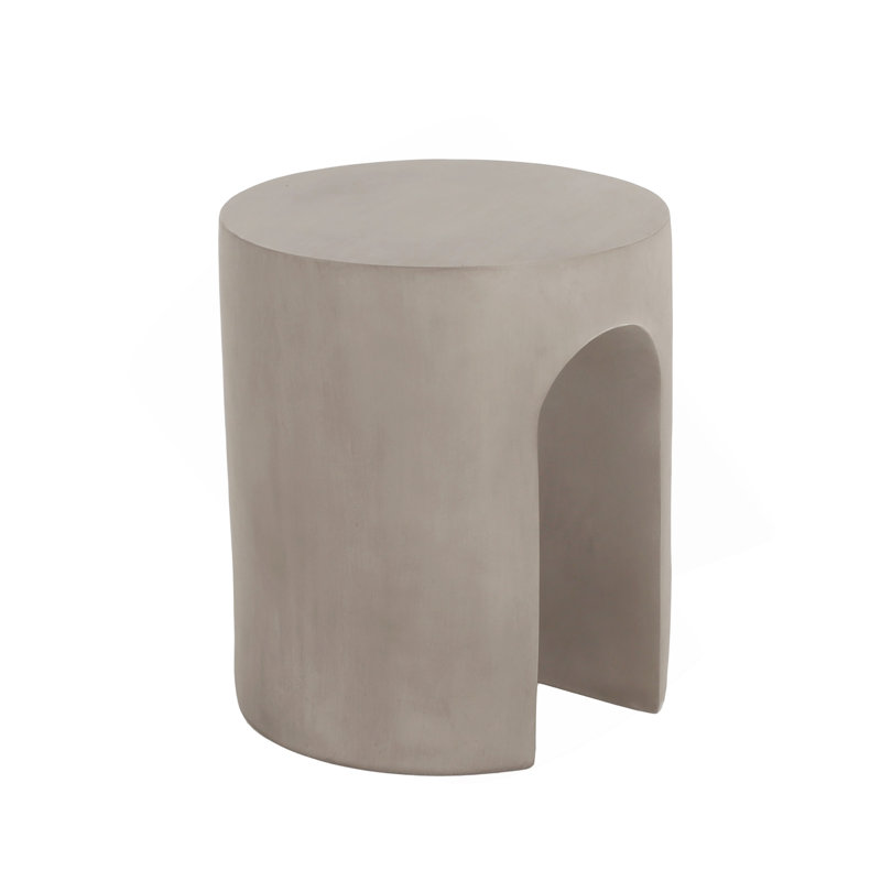 Outdoor MGO Round With U-Shape Side Table, Light Grey
