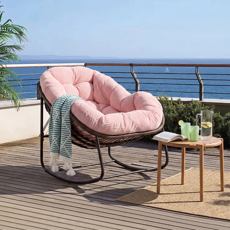 Fauteuil Papasan berçant surdimensionné pour patio, Rose