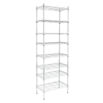 8 Tier Wire Shelving Unit Adjustable Steel Wire Rack Chrome 1 Piece Storage Rack