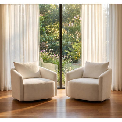 Fauteuil pivotant surdimensionné de 40 po en boucle (2 pièces), grand fauteuil rembourré pivotant avec coussin de soutien, fauteuil pivotant confortable et épais pour le salon et la chambre, montage facile