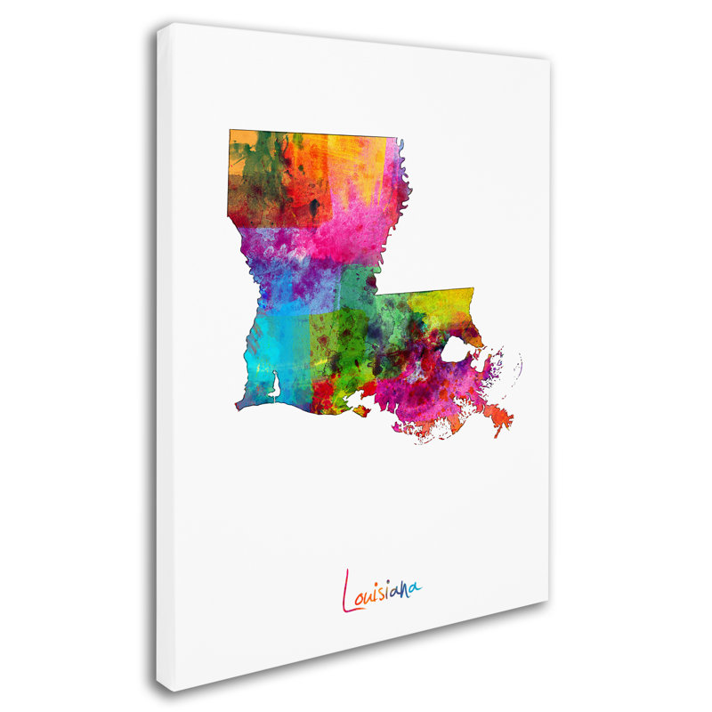« louisiana map », reproduction d’impression sur toile tendue, H 24 po x l 18 po x P 2 po